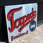 Xl Groot Emaille Reclamebord Van Torpedo Freilauf. thumbnail 3