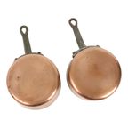Set Van 2 Decoratieve Steelpannen Koper Staal Frankrijk thumbnail 9