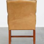Mooie Rundleren Chesterfield Eetkamer/ Bijzetstoel In Engelse Stijl In Een Lichte Cognac Kleur thumbnail 4