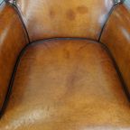 Subtiele Cognac-kleurige Schapenleren Armchair Met Een Leuke Vormgeving thumbnail 7
