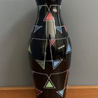 Black Glass Vase With Enamel Decoration By Veb Wasungen 1970S thumbnail 12