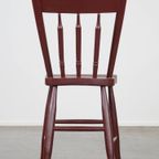 Vintage Hollandse Boeren Eetkamer/bijzetstoel Gemaakt Van Bordeaux Rood Gekleurd Hout thumbnail 8