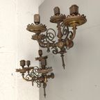 Duo 19e Eeuwse Bronzen Gas Wandlampen thumbnail 2