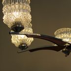Vintage Plafondlamp, Kroonluchter - Jaren '60, Hout, Glas thumbnail 3