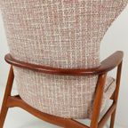 Vintage Bovenkamp Fauteuil Teakhout Roze Bruine Crème Stof thumbnail 5