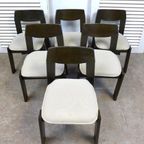 Set Van 6 Brutalist Stoelen En Uitschuifbare Eettafel thumbnail 2