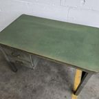 Vintage Industriële Desk / Bureau Acior Met Muntgroen Blad thumbnail 8