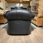 Engelse Salvale Chesterfield Clubfauteuil Zwart Leder thumbnail 4