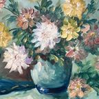 Gesigneerd Stilleven Met Bloemen. Impressionisme. thumbnail 3