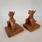 2 Vintage Boekensteunen Houten Hondjes Terrier Hond thumbnail 7