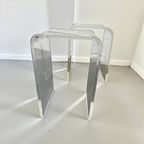 Set Van 2 Vintage Plexi Curved Bijzettafeltjes / Sidetables thumbnail 3