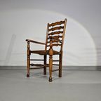 Set Of 4 Oak, Rustic, Farmhouse, Ladderback Dining Chairs With Rush Seats 1960s thumbnail 9