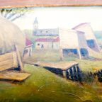 Olieverf Op Board - Piet Brouwer (1865-1967) - 'Haldersbroek Tuschen Oostzaan En Zaandam In 1918' thumbnail 5