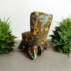 Vintge Gebloemde Cocktailstoel / Eenzit / Fauteuil thumbnail 8