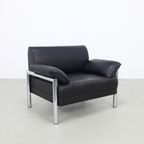 Postmoderne Fauteuil In Chroom & Leer, 1980S thumbnail 5