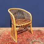 Vintage Jaren Vijftig Rotan Fauteuil, Rieten Stoel, Boho thumbnail 4