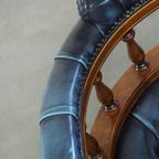 Fijne, Blauwe Rundlederen Chesterfield Bureaustoel Met Mooie Details thumbnail 8