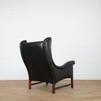 Black Leather Italian Lounge Chair With Rosewood Legs thumbnail 3