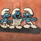 Xl Big Wooden Funky Music Smurfs Wall Sculpture Board thumbnail 4