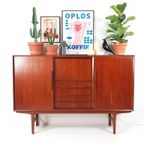Vintage Teak Houten Wandkast | Buffetkast Deens Kast thumbnail 3