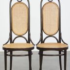 Set Van 4 Hoge Vintage Bentwood “long John” Thonet Design Stoelen thumbnail 2