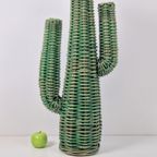 Vintage Rotan Cactus Bohemien Plant Boho Rattan Groen '70 thumbnail 2