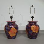Hand - Turned Ceramic / Glazed Vase Lamp Holders 70s ( Most Likely French ) Height / Vase 40 Cm D thumbnail 2
