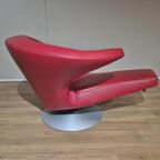 2x Leolux Parabolica Fauteuils - Rood - Leder - Design -zgan thumbnail 18