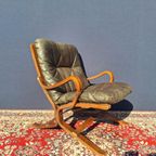 Vintage Design Fauteuils, Leer, Beuken,, Ingmar Relling thumbnail 6