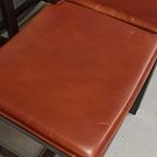 Vintage Set Van 6 Design Leren Eetkamerstoelen thumbnail 3