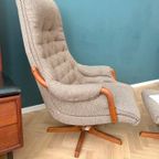 Deens Design Relax Fauteuil Met Voetenbank En Teak Hout thumbnail 3