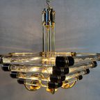 Vintage Bakalowits & Sohne Black/Gold Hexagon Chandelier thumbnail 3