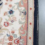 Groot Vintage Kirman Vloerkleed/ Tapijt Met Voornamelijk Donkerblauwe En Roze Kleuren thumbnail 5
