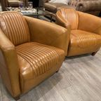 2 X Stoere Industriële Tubchairs / Fauteuils Aviator In Hand Gepatineerd Camel Ru thumbnail 5