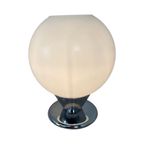 Vintage - Art Deco Style Lamp - Xl Satin Glass Dome Mounted On Chrome Base thumbnail 2