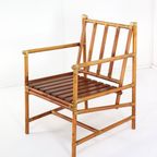 Set Van 4 Safari Bamboo Fauteuils + Tafeltje Vintage thumbnail 3