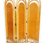 Vintage Rieten Rotan Bamboe Kamerscherm Roomdivider thumbnail 2