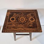 Antiek Houtsnijwerk Tafeltje Plantentafel Krukje thumbnail 6