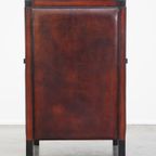 Schapenleren Art Deco Design Armchair Gecombineerd Met Hout En Een Mooi Patina thumbnail 5