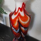 Vintage Vaas Opaline Glas Florence Oranje Wit Grijs 37 Cm thumbnail 5