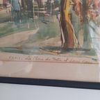 Marius Girard, Aquarel, Parisian Chic Gesigneerd. 1960. thumbnail 4