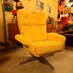 * Vintage Draaifauteuil Herbekleed Deense Fauteuil Draaistoel thumbnail 4