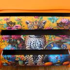 Grote Oranje Buikkast Met Panter, Eclectisch thumbnail 7