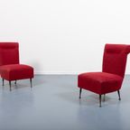 1950’s Pair Of Italian Mid-century Side Lounge Chairs / Fauteuil thumbnail 2