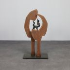 Contemporary Stone & Metal Sculpture With Bronze Figures thumbnail 2
