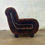 Vintage Italiaanse Fauteuil In Donkerbruin Velours thumbnail 9