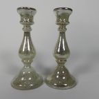 Set Van 2 Kwikzilveren Kandelaars, Rond 1900 (armeluiszilver) thumbnail 6