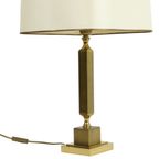 Koperen Hollywood Regency Tafellamp Met Witte Kap Messing Goud thumbnail 9