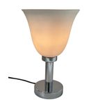 Vintage - Chalice Shaped - Desk Lamp - Hema - Opaline Glass On Chromed Base thumbnail 2