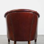 Zeer Mooie En Luxe Cognac-kleurige Rundleren Clubfauteuil In Engelse Stijl thumbnail 11
